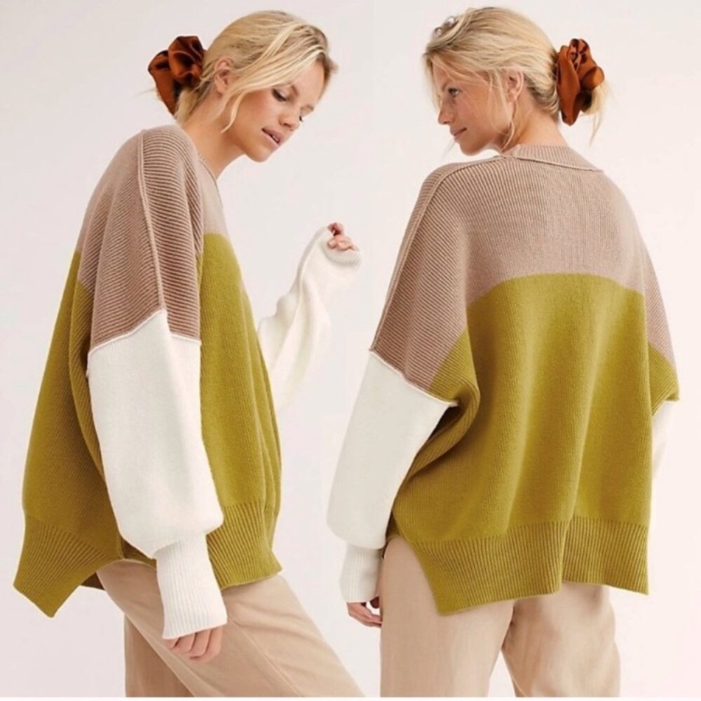 Free People Easy Street Tunic Sweater Colorblock